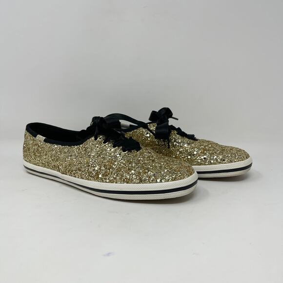 kate spade Shoes - Keds x Kate Spade‎ Glitter Lace Up Sneaker Womens 7 Gold Glitter Black Ribbons